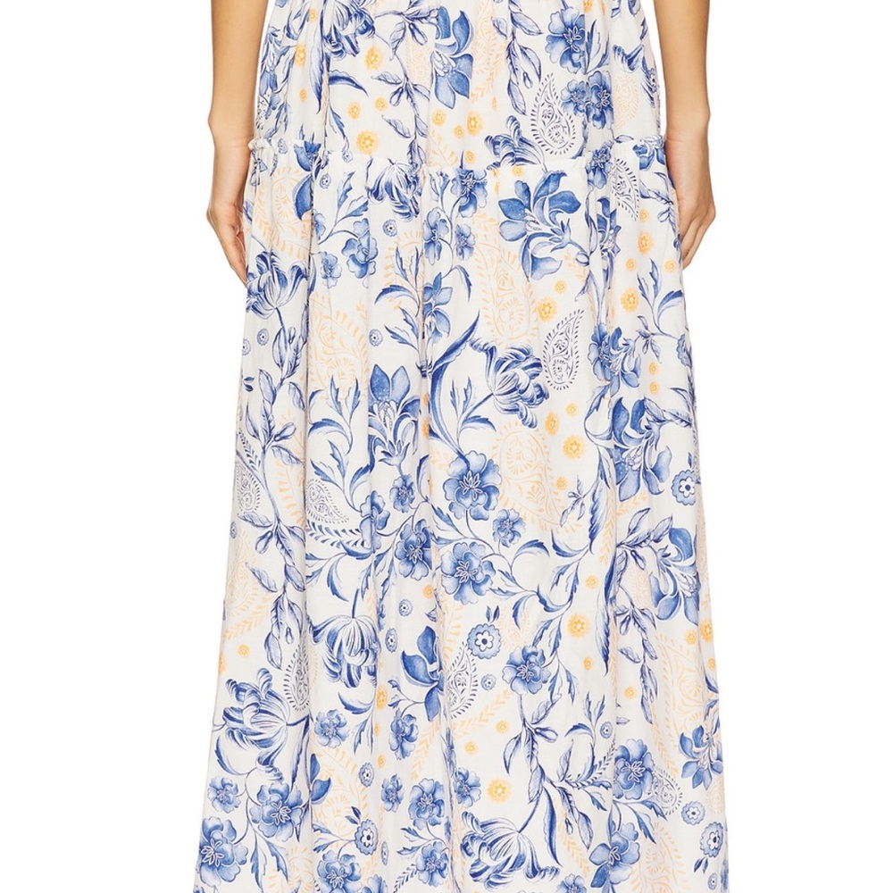 Jenna Maxi Skirt Blue Floral Agua Bendita
